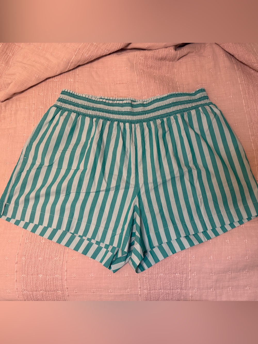 a new day Teal and White Striped Elastic-Waist Shorts